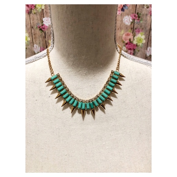Jewelry - Turquoise & Rose Gold Diamond Spike Necklace